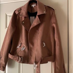Flattering faux suede moto jacket